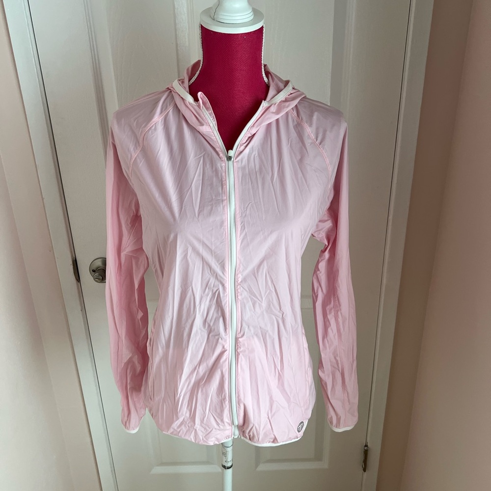 Tory Sport Nylon Blush Pink Portable Lightweight Hooded Jacket
